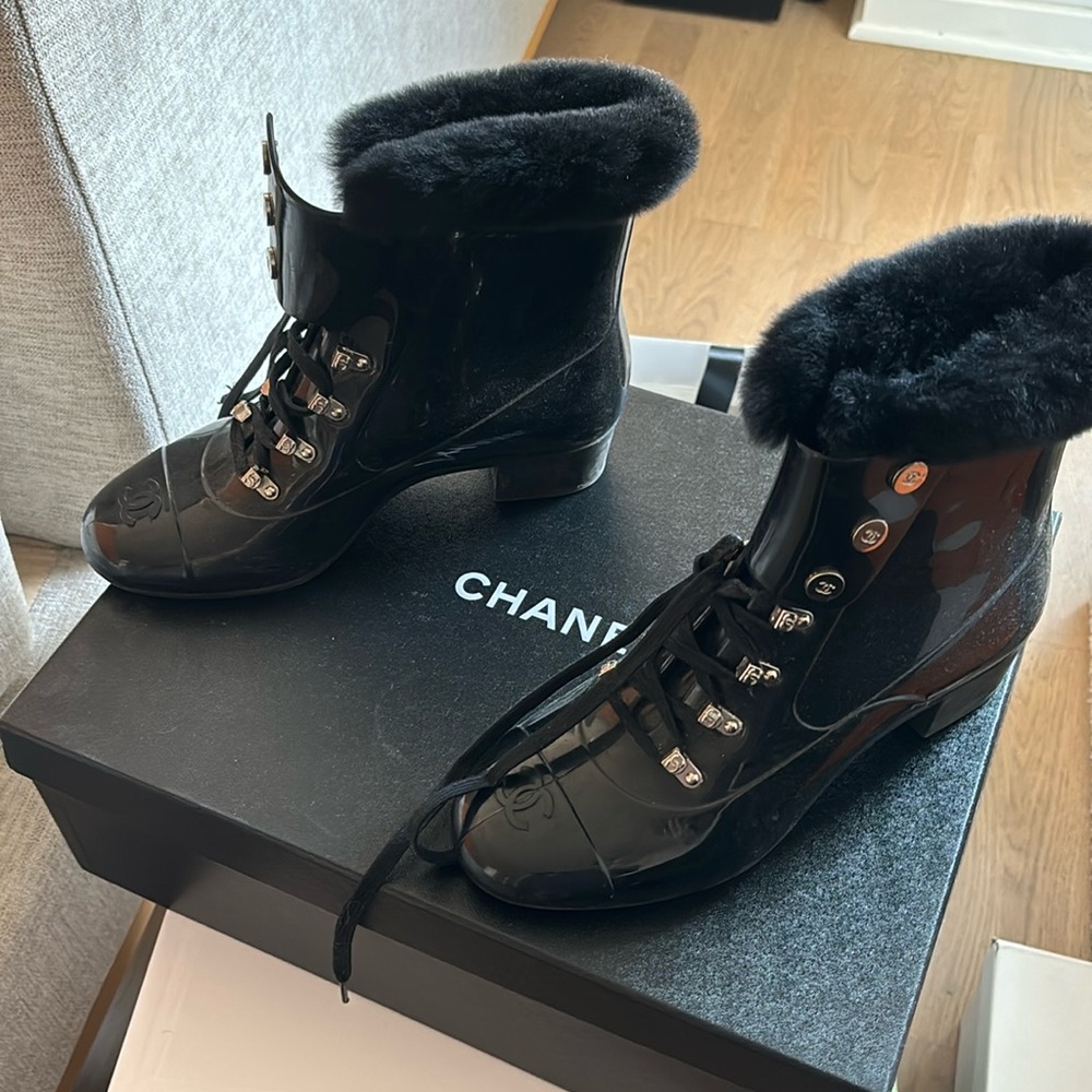 CHANEL Black Winter & Rain Boots